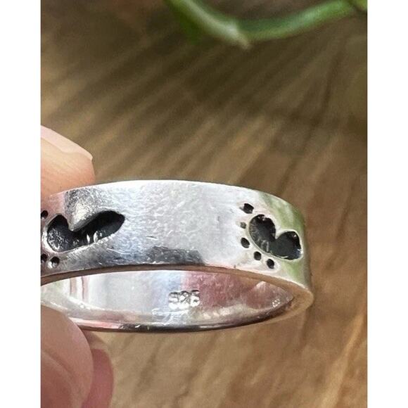 Vintage Sterling Silver Stamped 925 Footprints in the Sand Toe Ring Size 6.25 - Picture 2 of 7